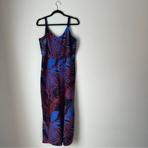 Beige by eci tropical pattern jumpsuit